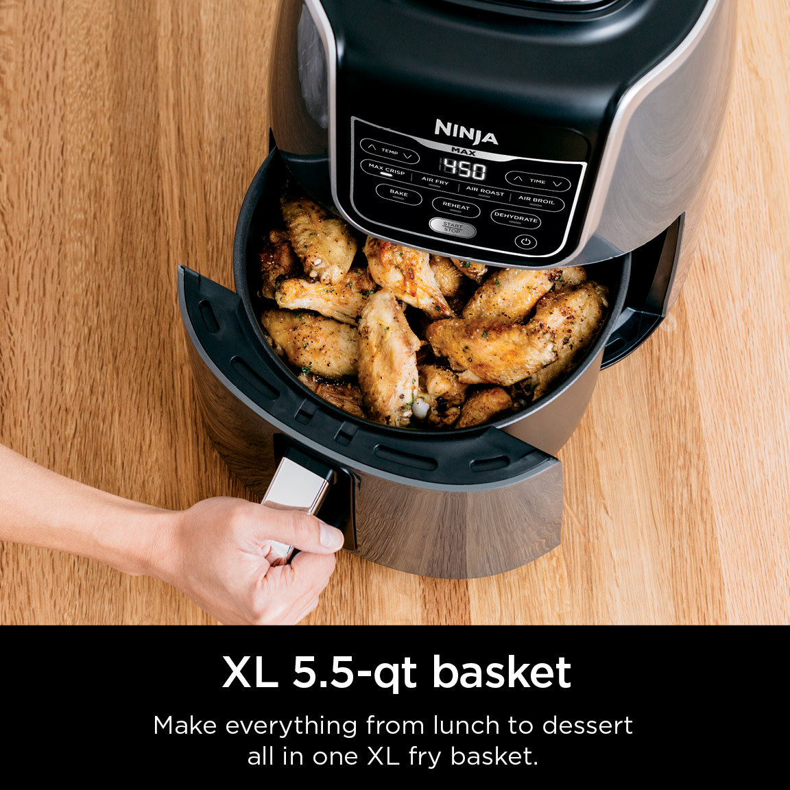 Ninja Max XL Air Fryer with 5.5 Quart Capacity, Cook, Crisp, Roast, Bake, Reheat and Dehydrate Functions, Grey